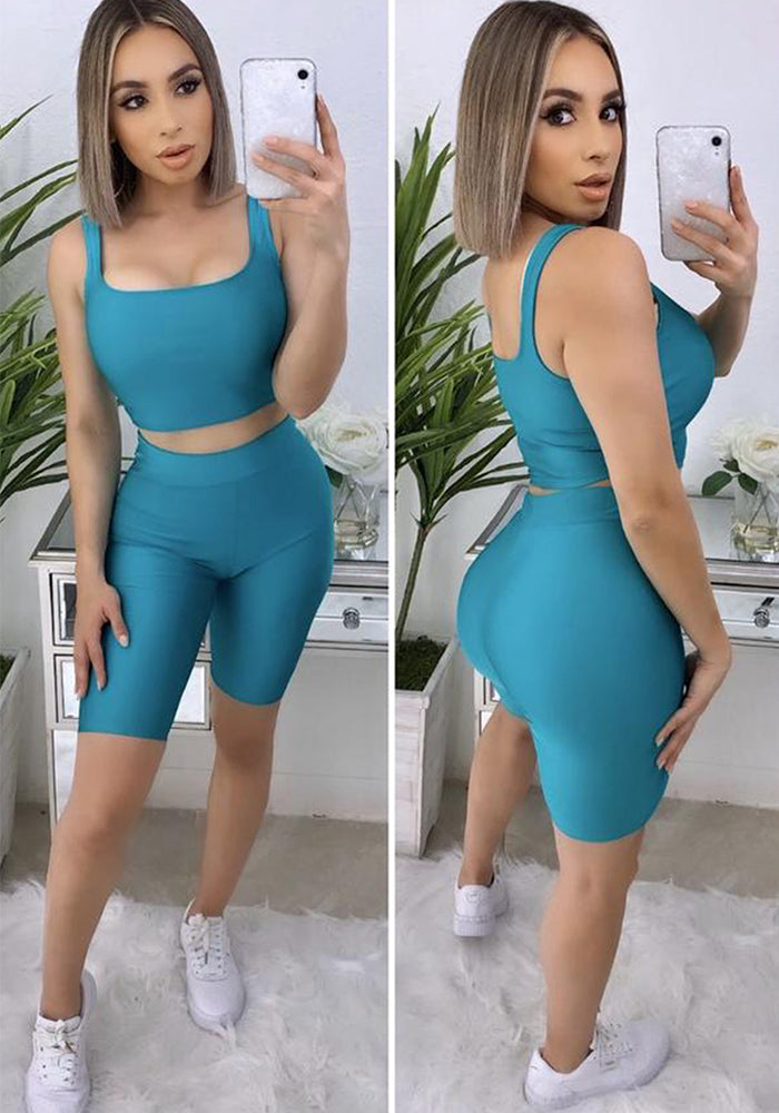 Women Sporty Top and Shorts Two-Piece Set