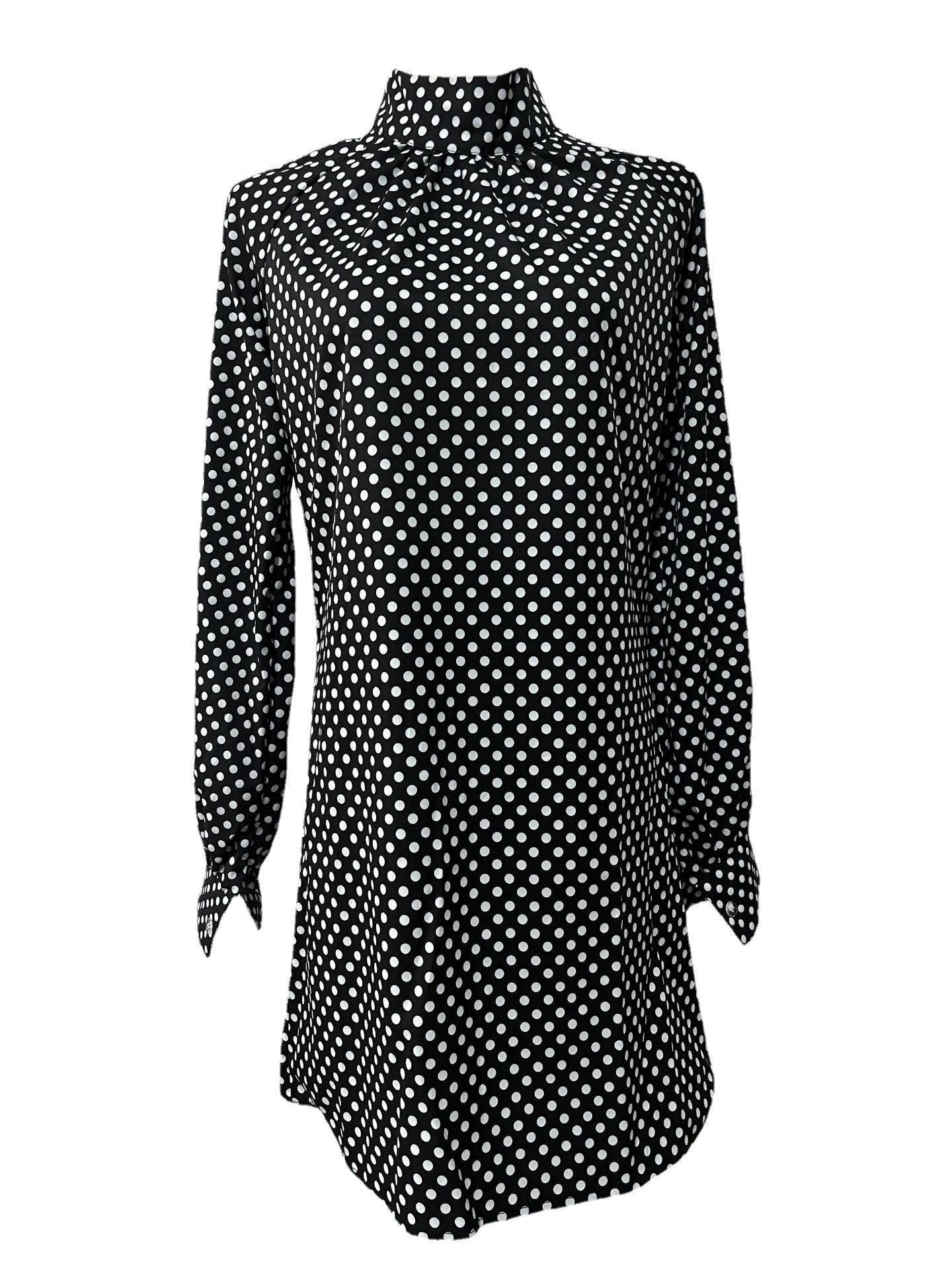 Spring And Autumn Fashionable Polka Dot Print Dress For Women 7