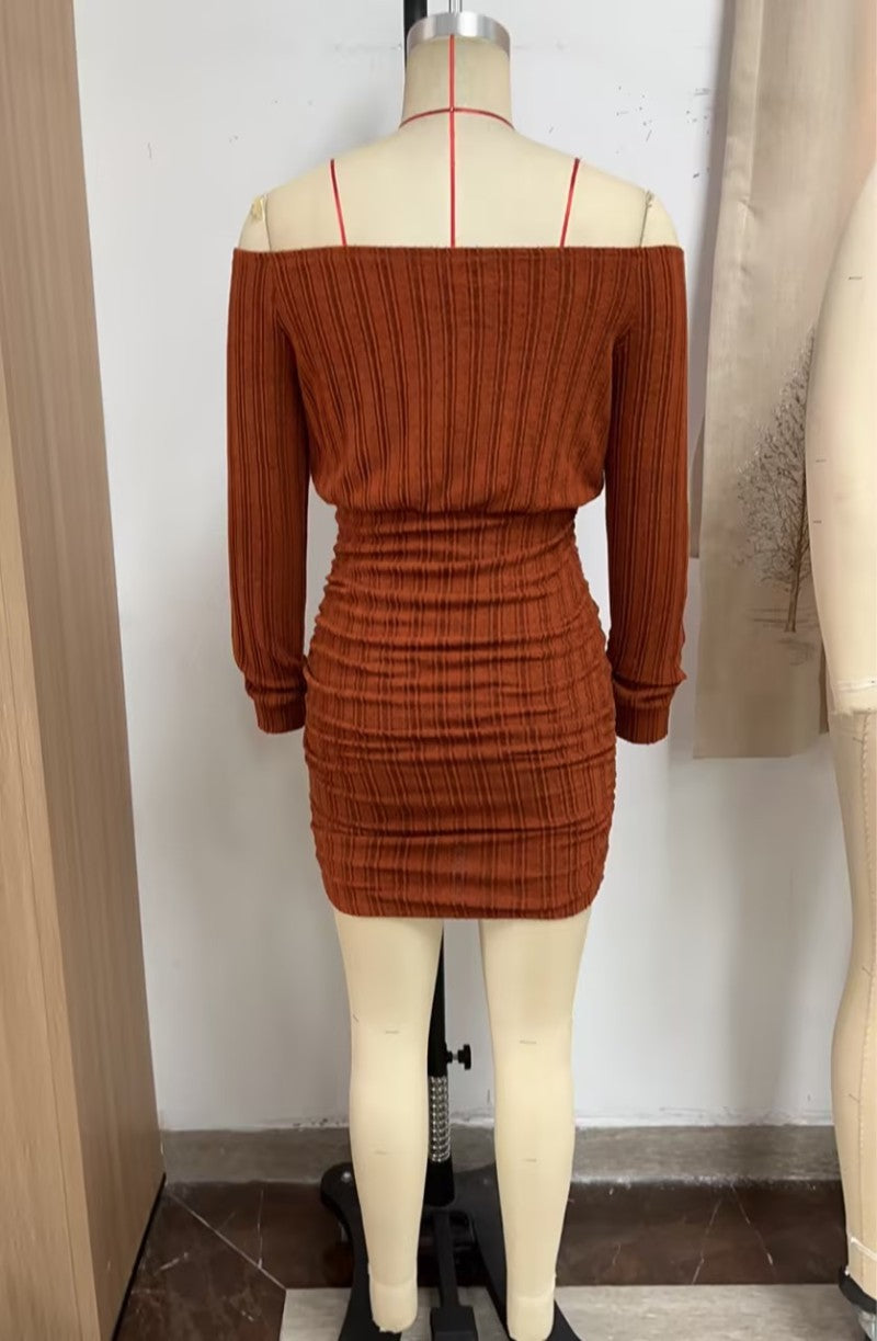 Autumn Winter Women's Hollow Sexy Long-Sleeved Short Dress 6