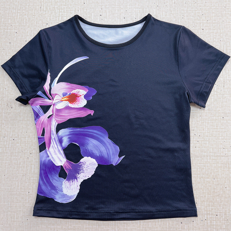 Women summer short-sleeved printed Top and Skirt two-piece set 11