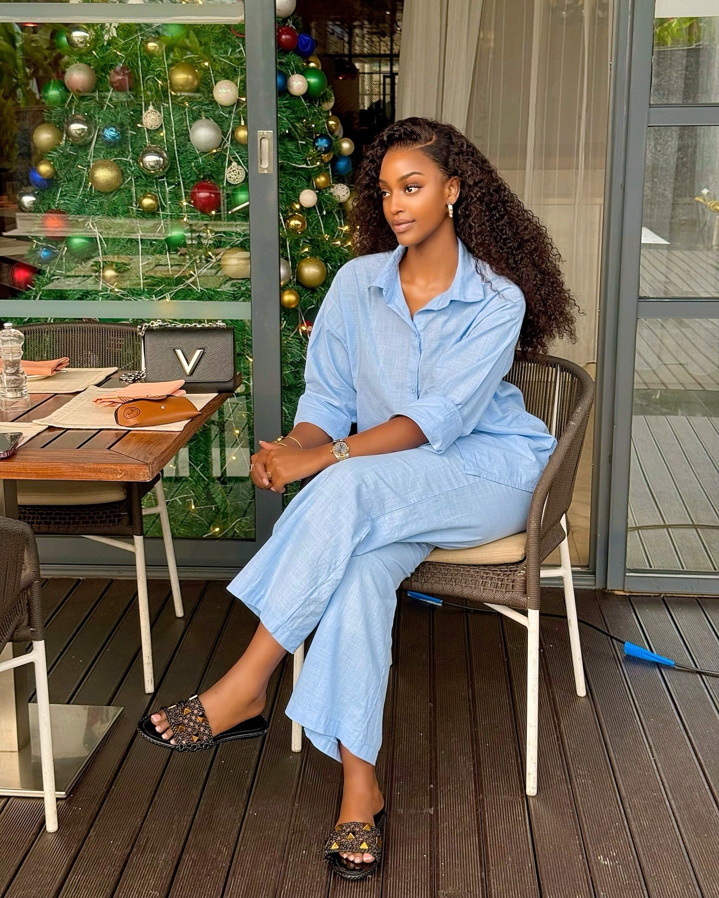 Women African shirt long pants two-piece set