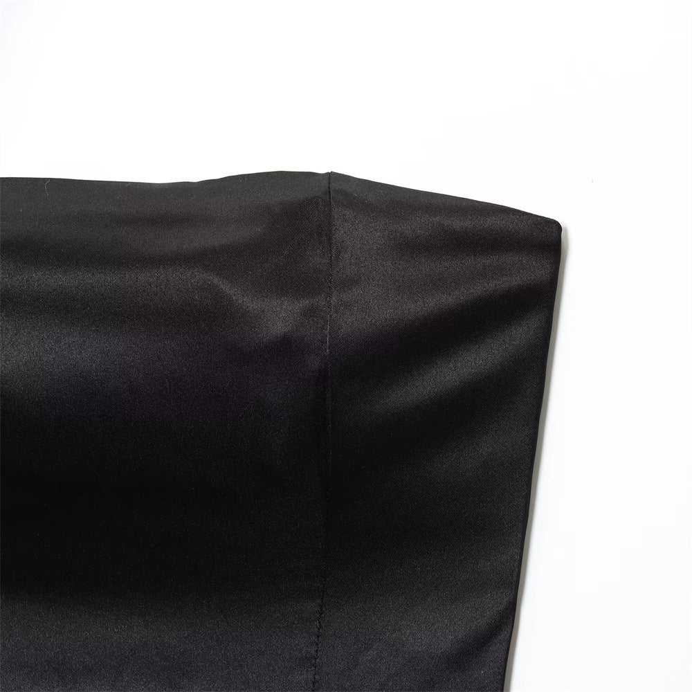 Women summer sexy solid sleeveless strapless dress 7