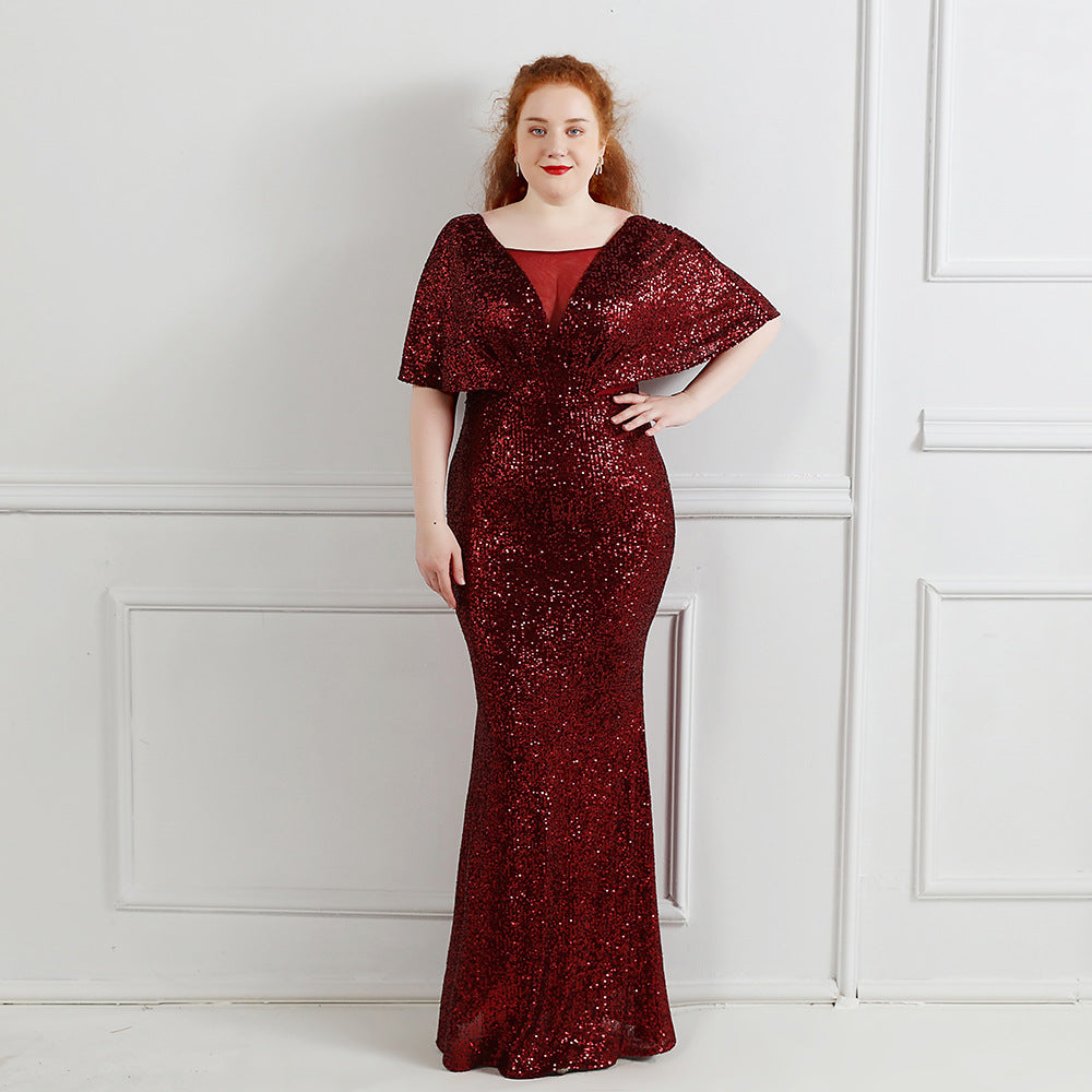 Spring and Summer Plus-Size Long Sequin Formal Party Evening Dress 7