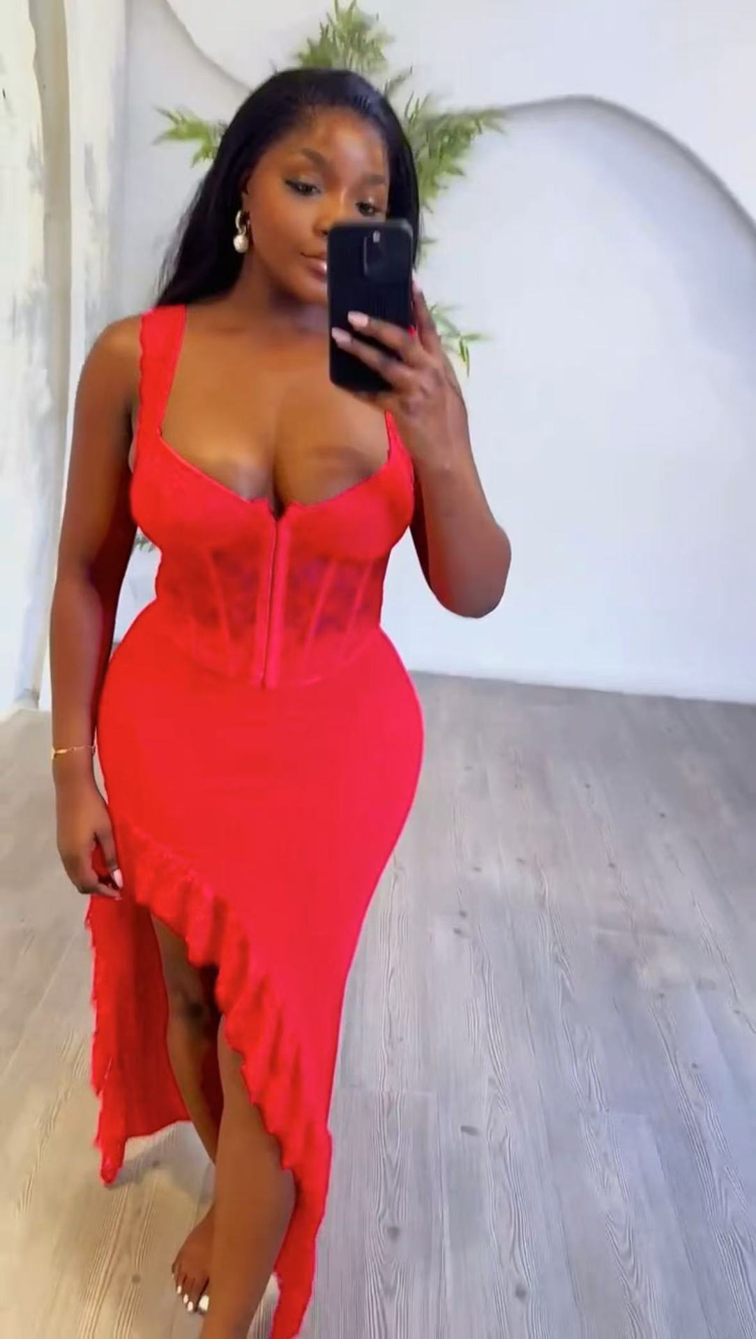 Women Sexy Suspender Vest Sexy Irregular and Skirt Two-Piece Set