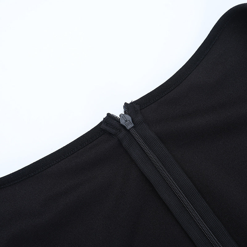 Women Square Neck Sexy Slit Ruffle Long Sleeve Maxi Dress 12