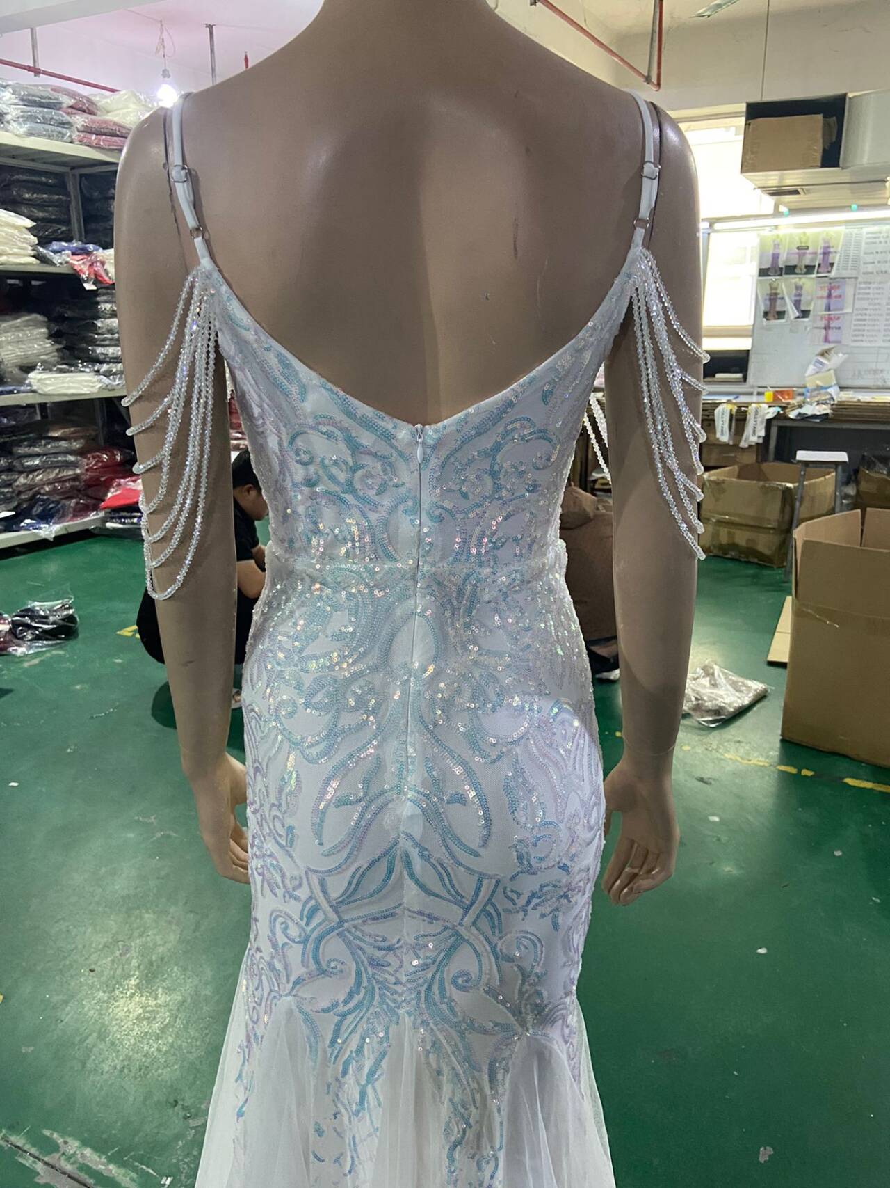 Women beaded mesh evening dress 23