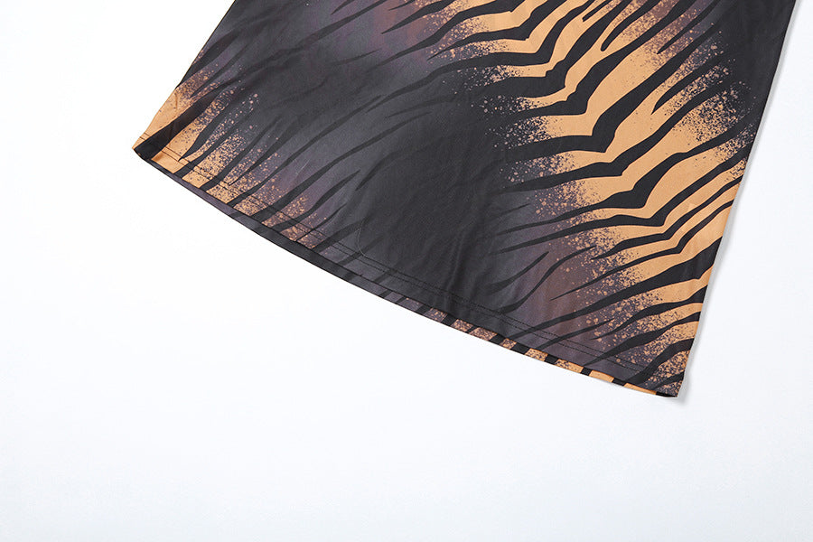 Women Spring and Summer Sexy V-Neck Backless Print Dress 13