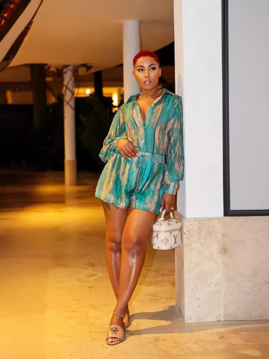 Casual Fashion Print Spring Summer Comfortable Fresh Short Sleeve Two Piece Shorts Sets Women's Clothes 5