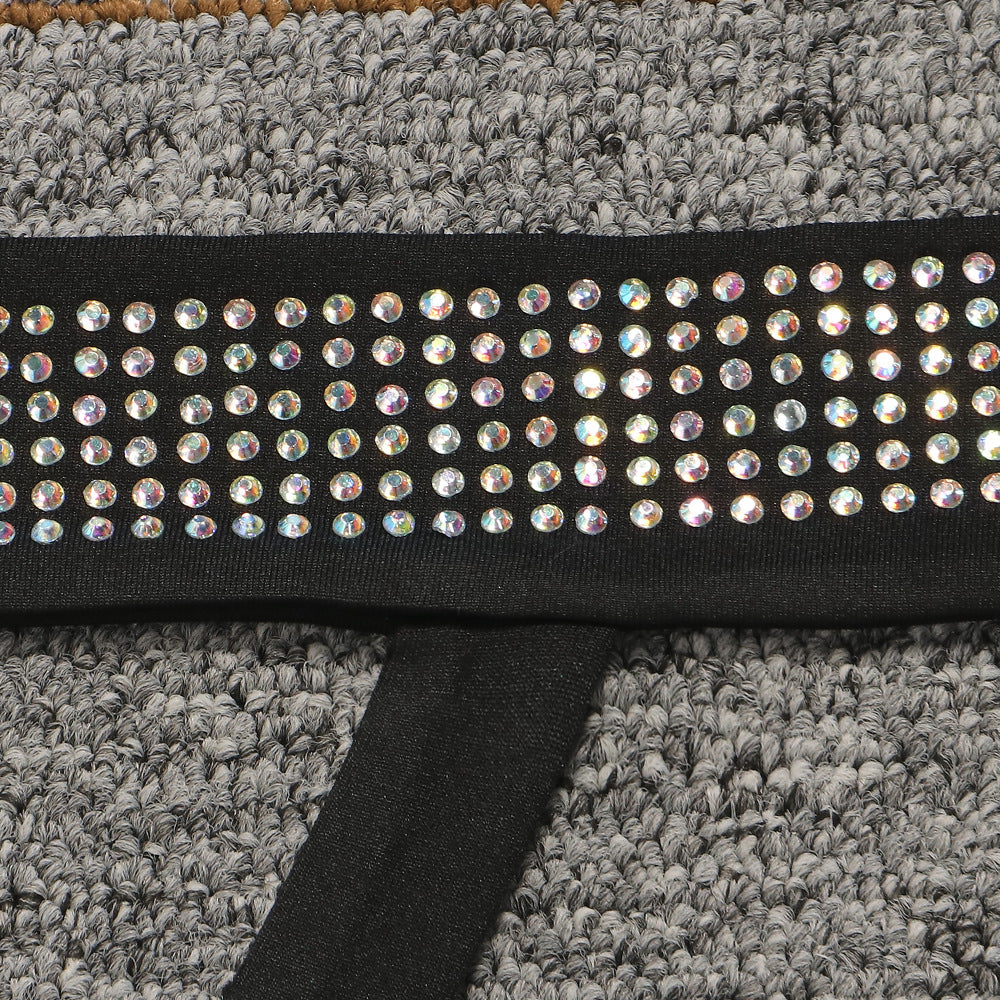 Sexy diamond-encrusted deep V-wrapped chest strap two-piece skirt set 28