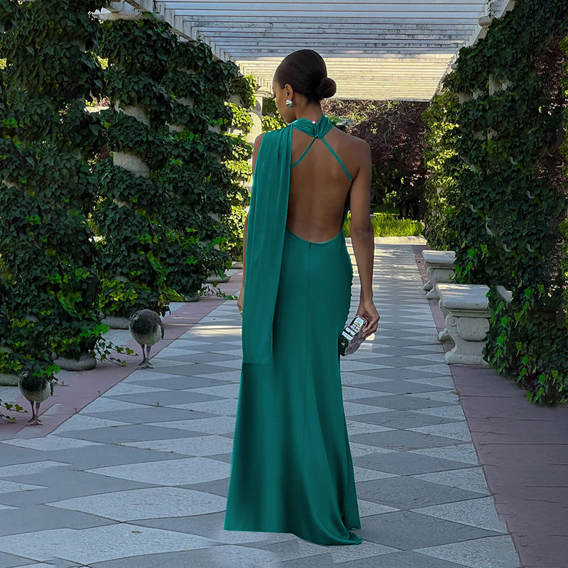 Women Sexy Halter Neck Backless Evening Dress 3