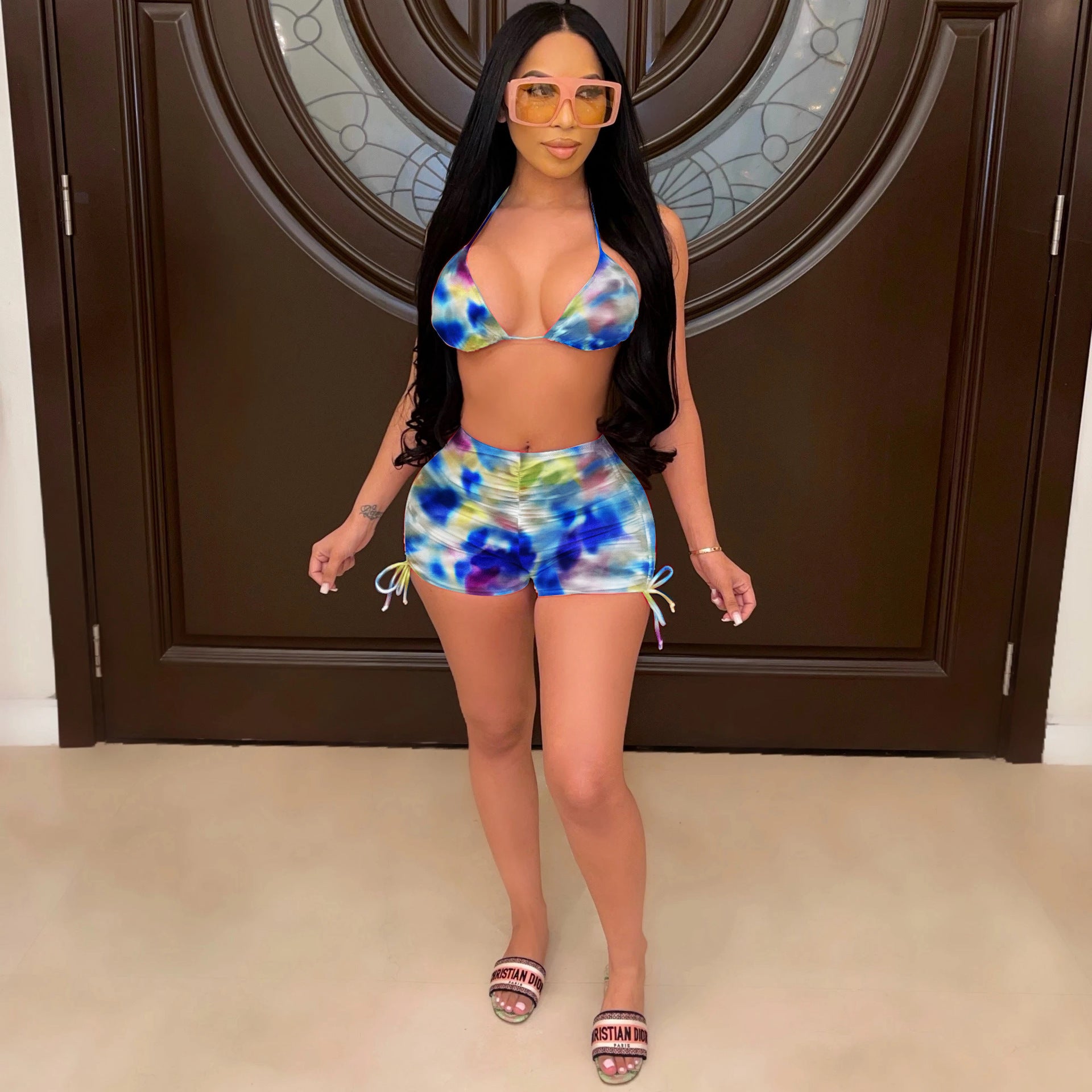 Spring And Summer Women's Sexy Multi-Color Printed Two-Piece Shorts Set 5