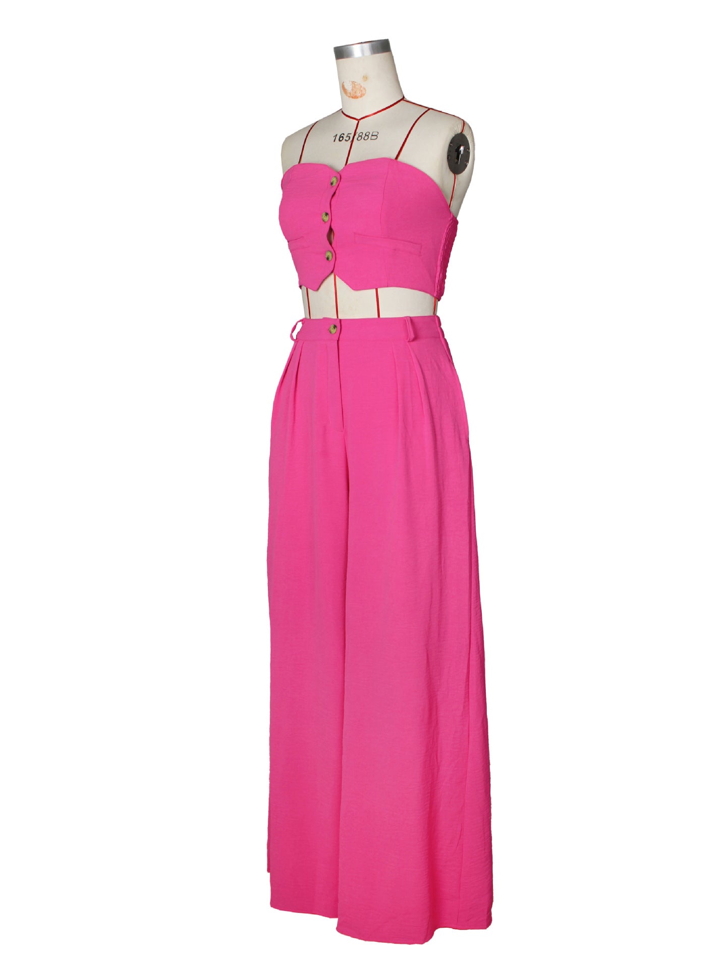 Women sexy sretchy strapless vest and wide-leg pants two-piece set 16