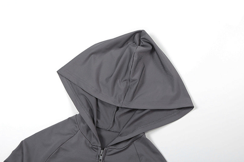 Women Fall/Winter Hooded Letter Print Zipper Top and Pants Two-Piece Set 19