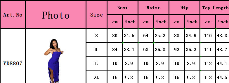 Women's Sexy Strapless Ruffled Slit Dress 12