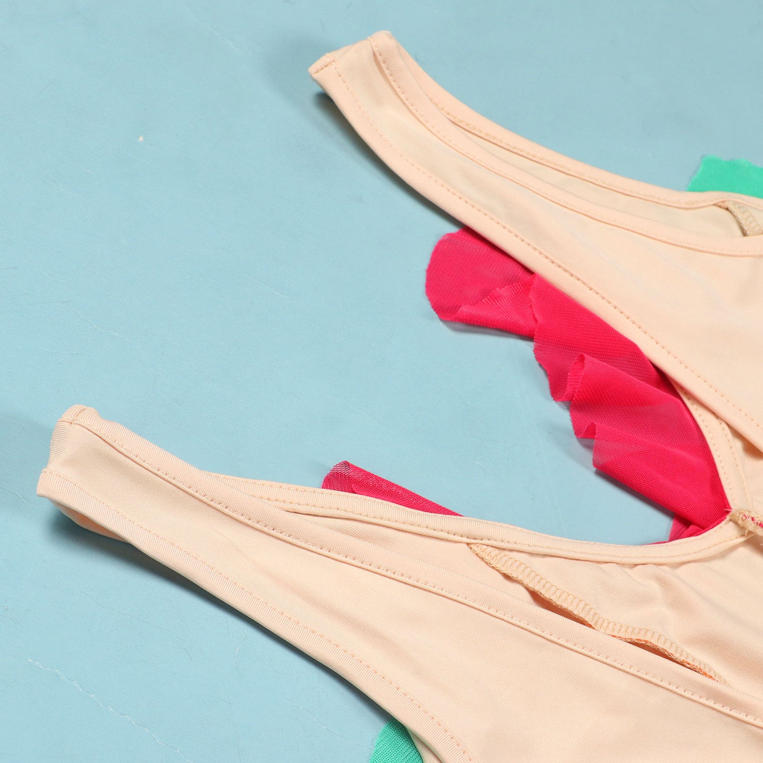 Women Contrasting Ruffles Line Irregular Mini Dress 47