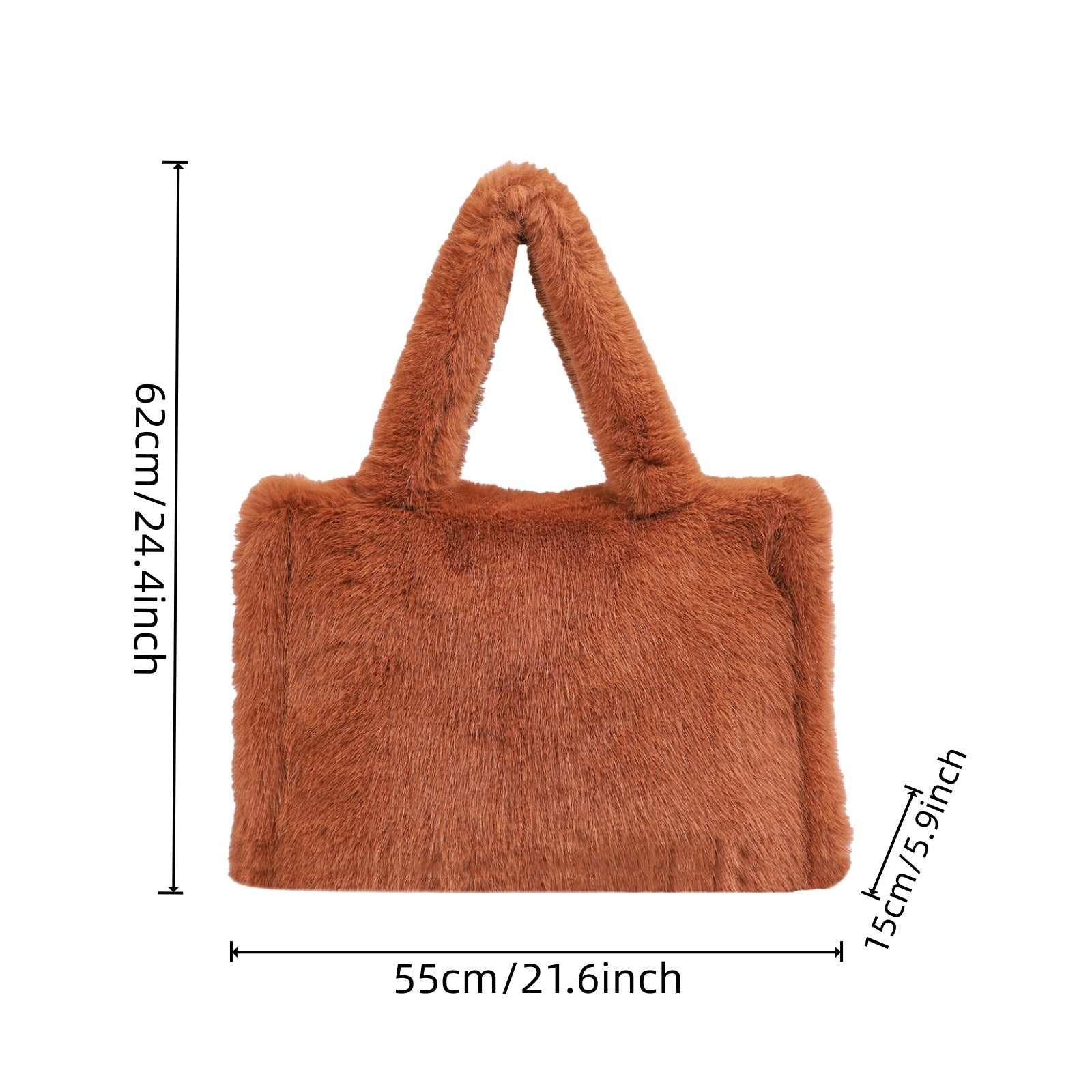 Women's Strap Imitation Fox Fur Large Capacity Tote Bag 19
