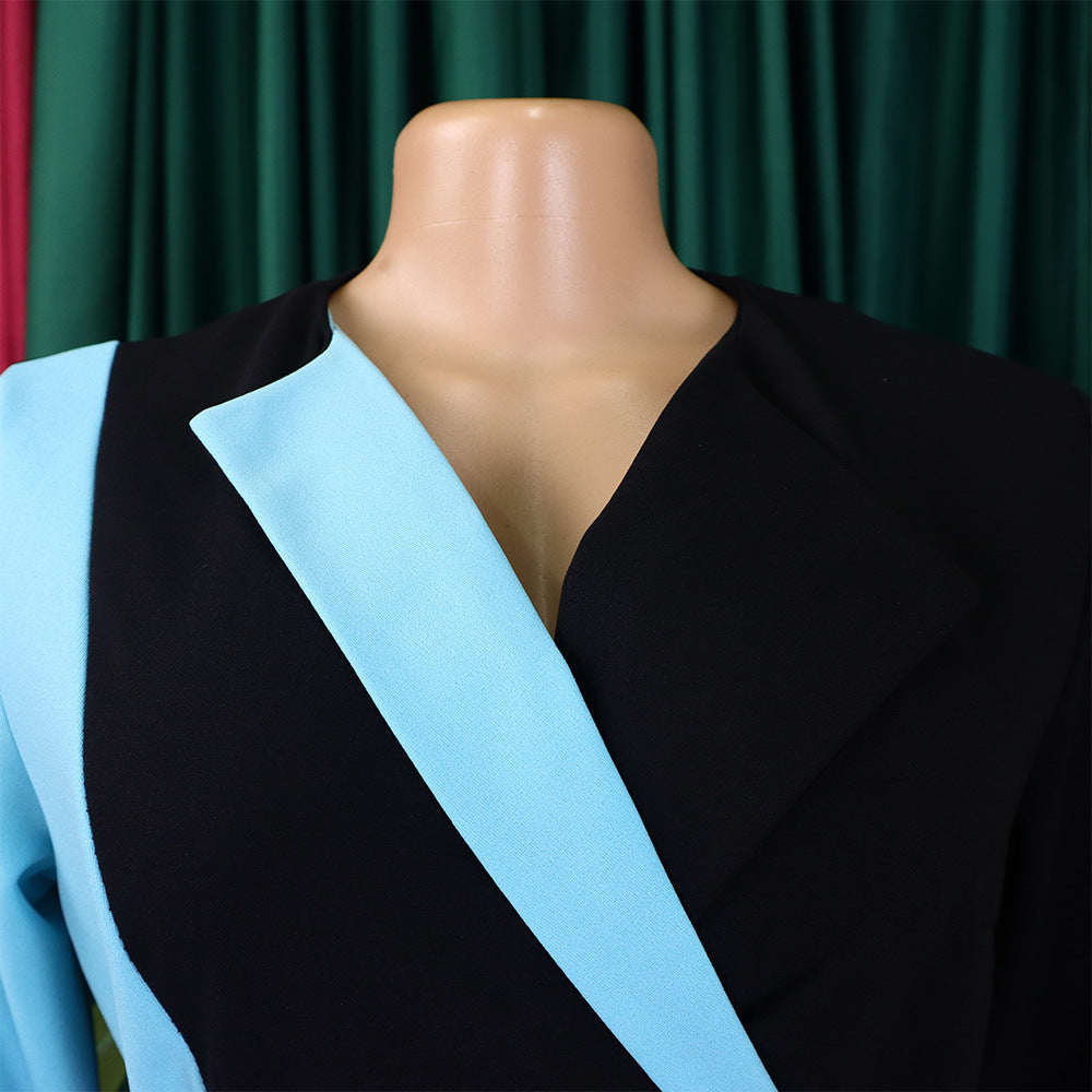 Africa Plus Size Women's Fashion Chic COLorblock Lace-Up Pleated Elegant Dress 14