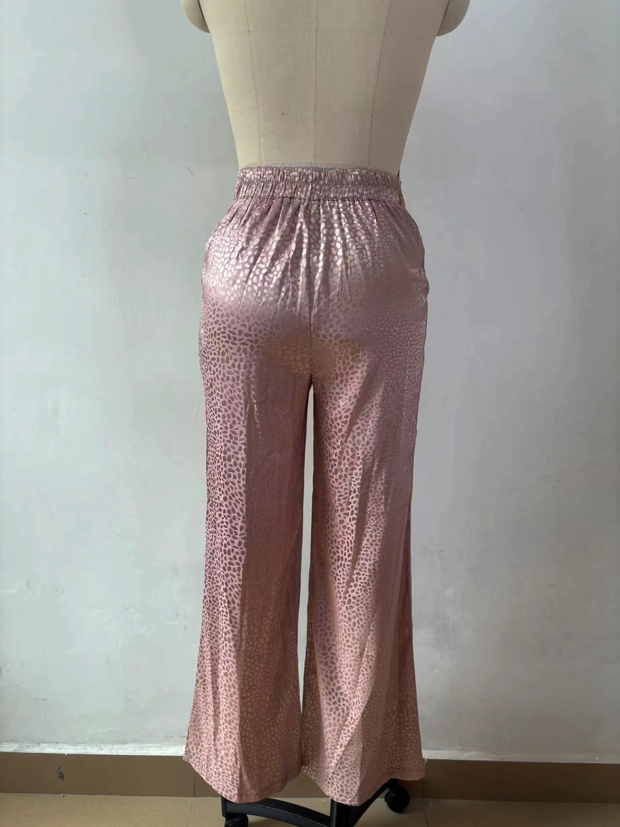 Women Long Sleeve Turndown Collar Shirt Leopard Print Pants Women Casual Two-Piece Set 18