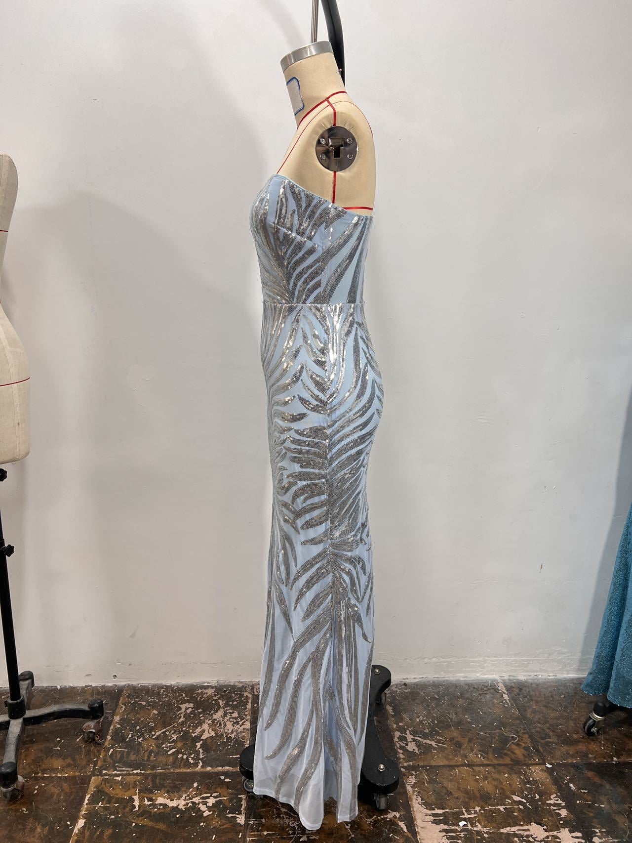 Women's Formal Party Sequin Strapless Sexy Evening Dress 9