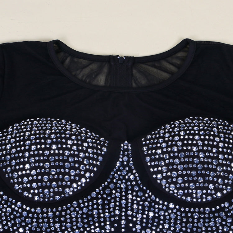 Autumn Sexy White Beaded Long Sleeve See Through Club Dress 10