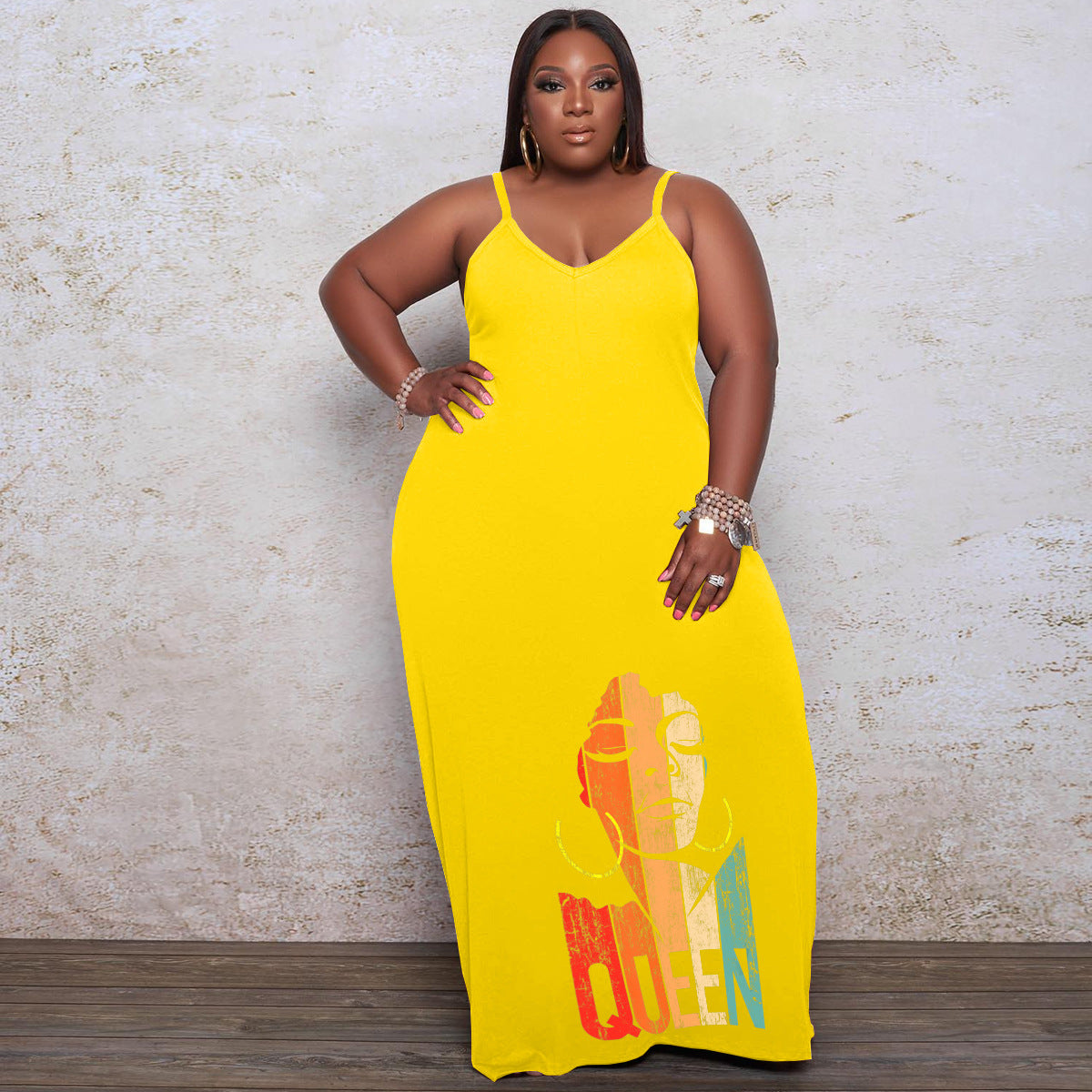 Plus Size Women Printed Slip Dress 4