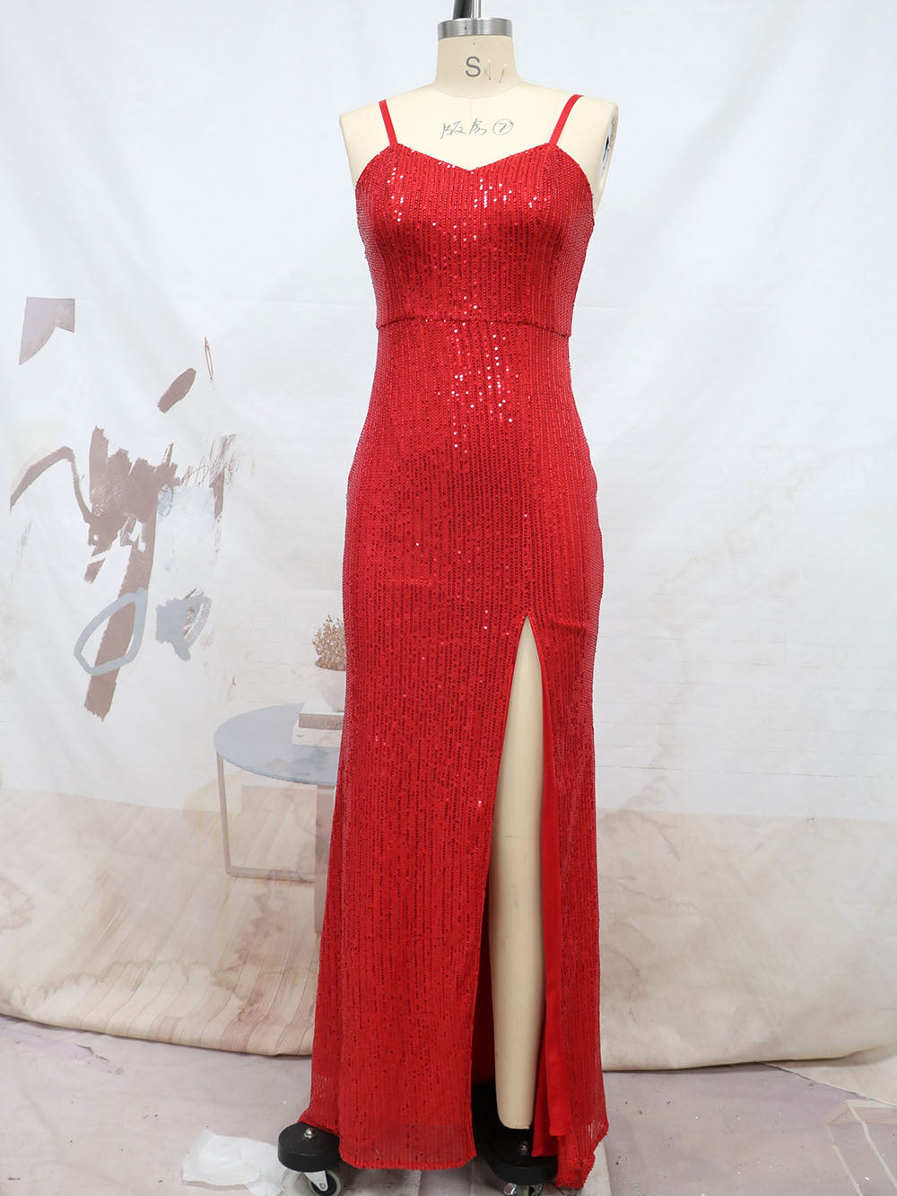 Spring and summer sling sequins slit trailing evening dress Formal Party sexy suspender dress 15