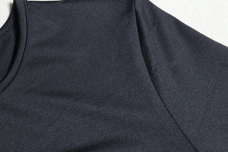 Women Solid Color One-Piece Lace-Up Round Neck Long Sleeve Tight Fitting Fitness Jumpsuit 15