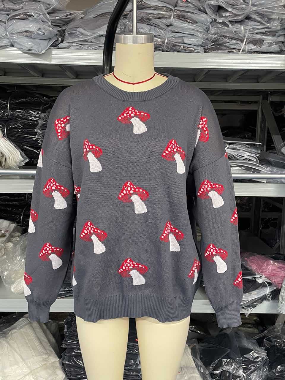 Women Loose Contrast Jacquard Knitting Sweater 9