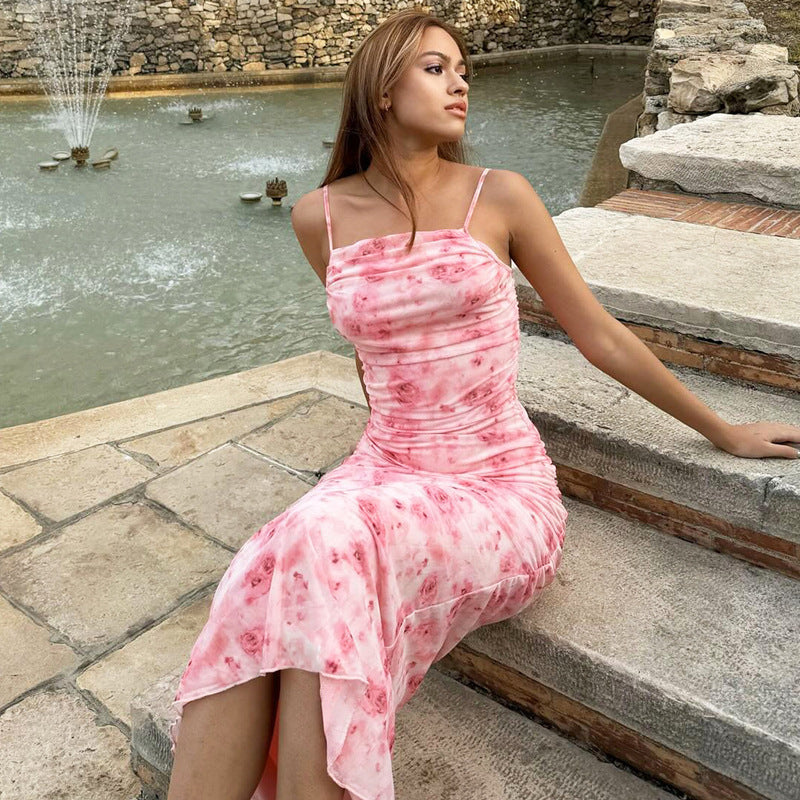 Women's Summer Sexy Strap Print Sleeveless Bodycon Dress 3