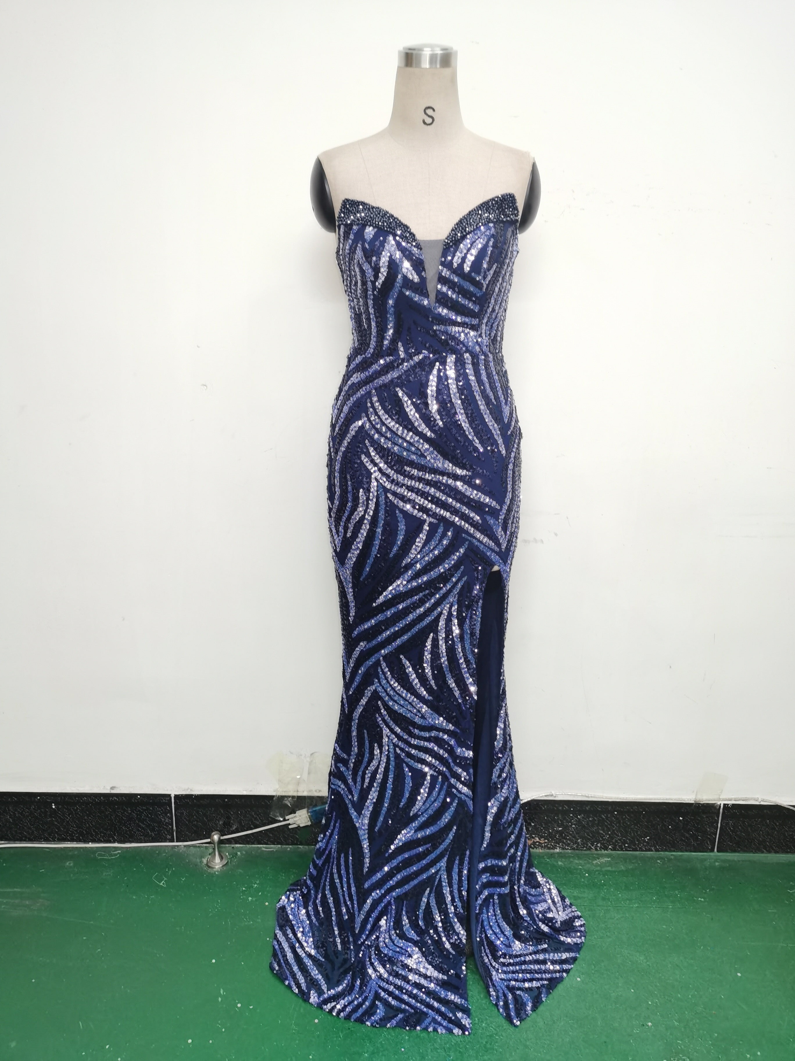 Women Beaded Sequined Wrap Dinner Party Evening Dress 31