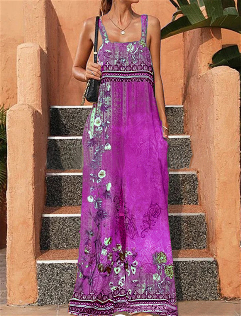 Summer Women's Loose Printed Vintage Ethnic Jumpsuit 8