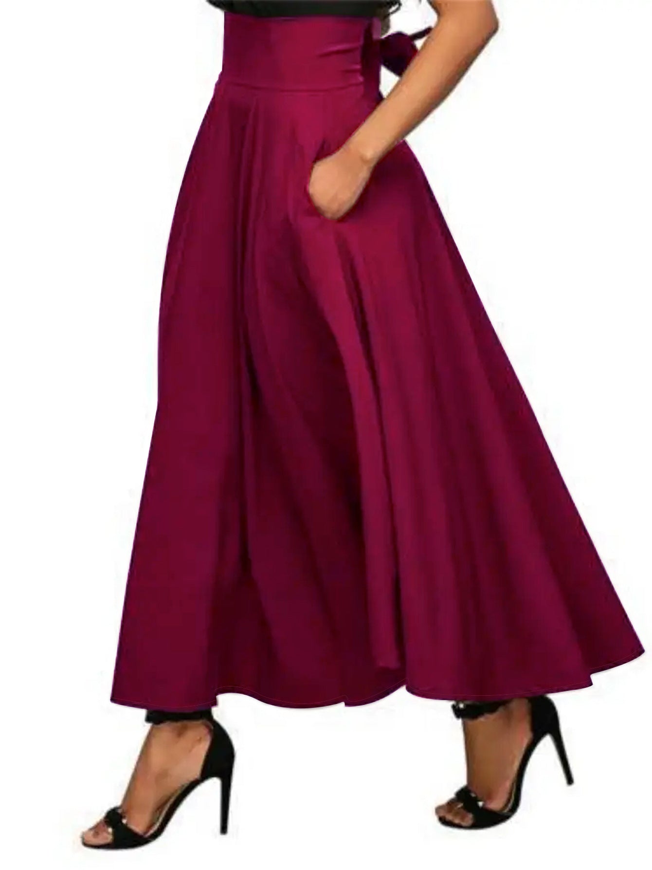 Women solid long skirt 5