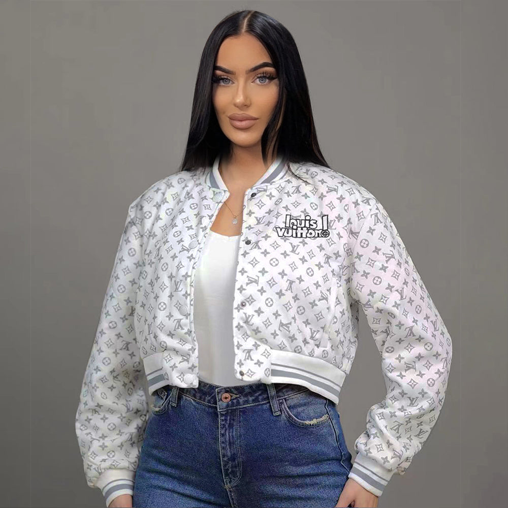 Women Fall/Winter Casual Printed Embroidered Baseball Jacket 3