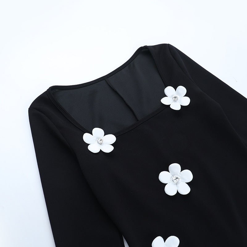 Women Fall/Winter Sexy Floral Long-Sleeved Dress 10