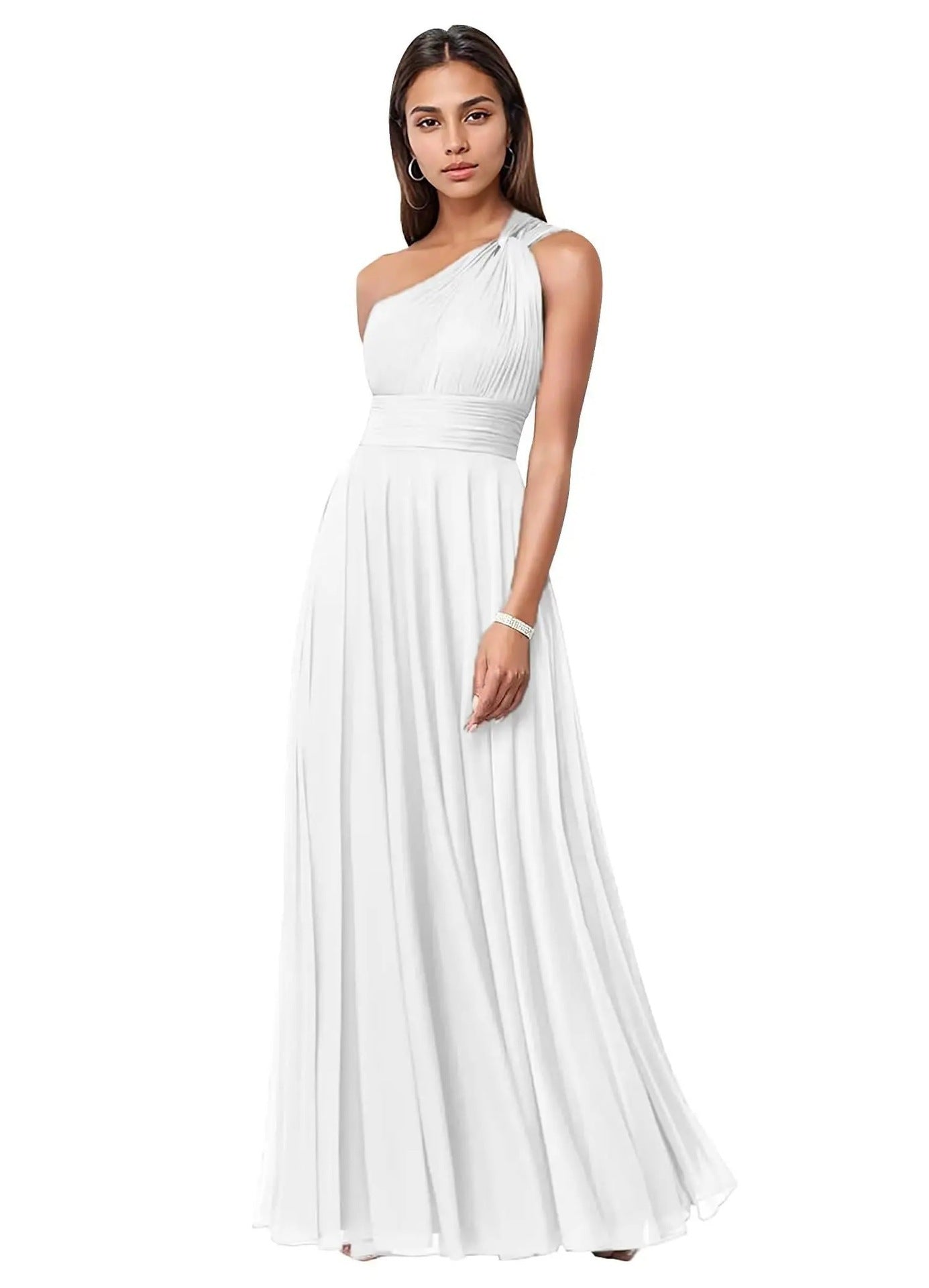 Evening Dress Long Slim Fit Bridesmaid Dress Wedding One-Shoulder Chiffon Ball Gown（Processing time need 3-6 days） 9