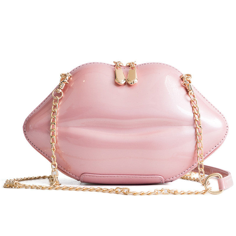 Women Pu-Leather Big Lips Evening Chain Bag Crossbody Bag 8