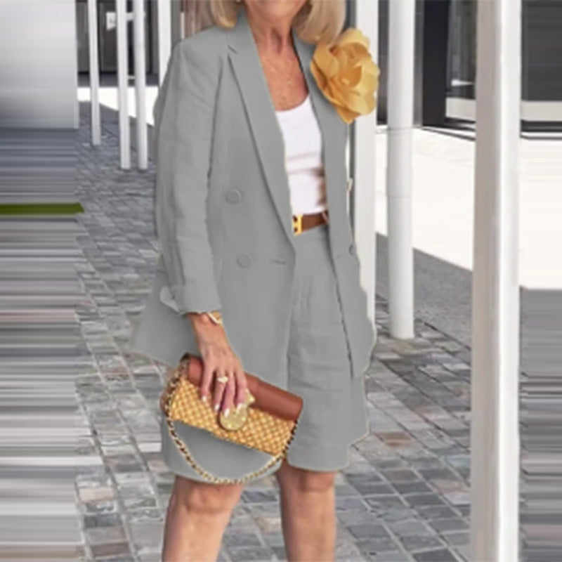 Summer Fashion Women's Clothing Turndown Collar Blazer Shorts Two-Piece Suit 8