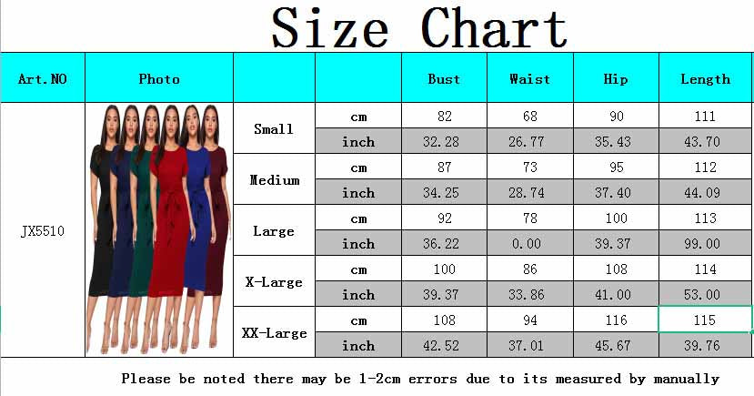 Women Round Neck Belted Short Sleeve Midi Dress 11