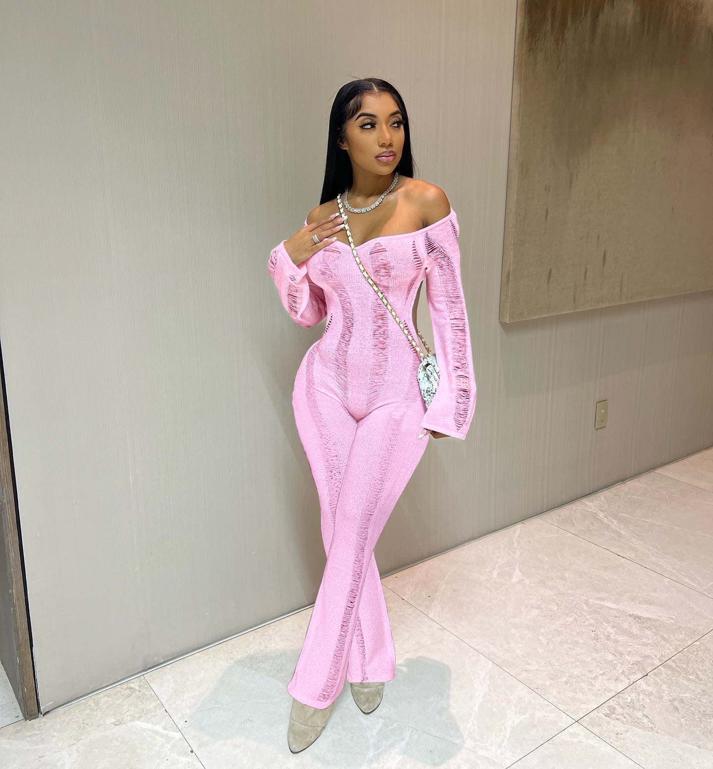 Women Sexy Hollow Long Sleeve Jumpsuit 10