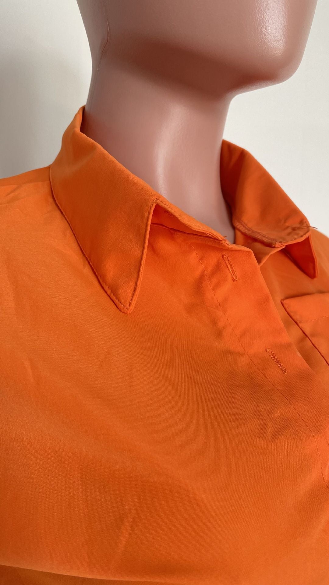 Women's fashion sexy solid color button Crop Shirt split skirt two-piece set 15