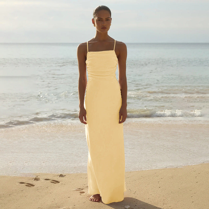 Women Backless Lace-Up Dress 4