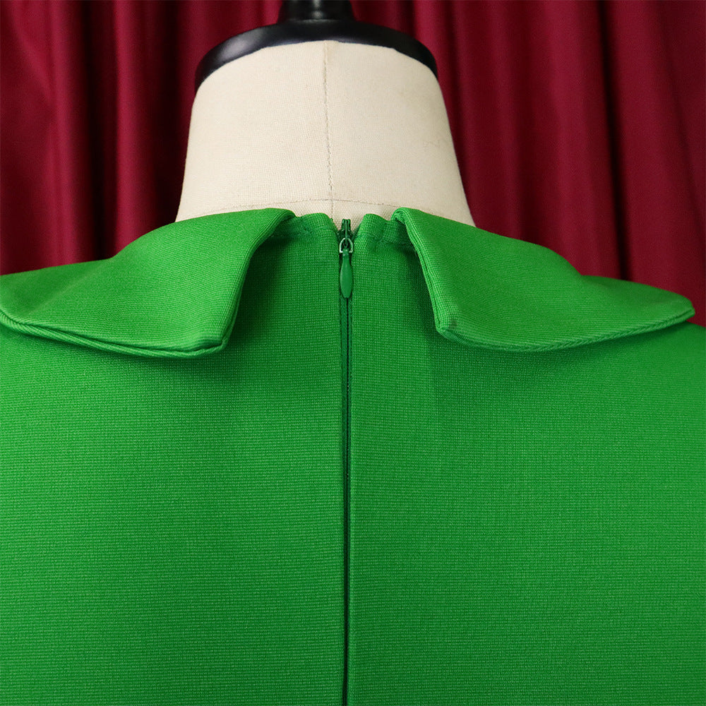 Women'S Fall/Winter Mesh And Pleated Plus Size Ol Chic Career Dress 31