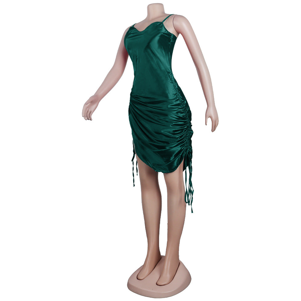 Sexy Strappy Deep V Double Drawstring Design Clubwear Dress 32