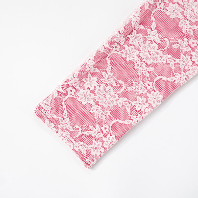 Women Spring and Summer Lace Halter Neck Lace-Up Hollow Backless Jumpsuit 18