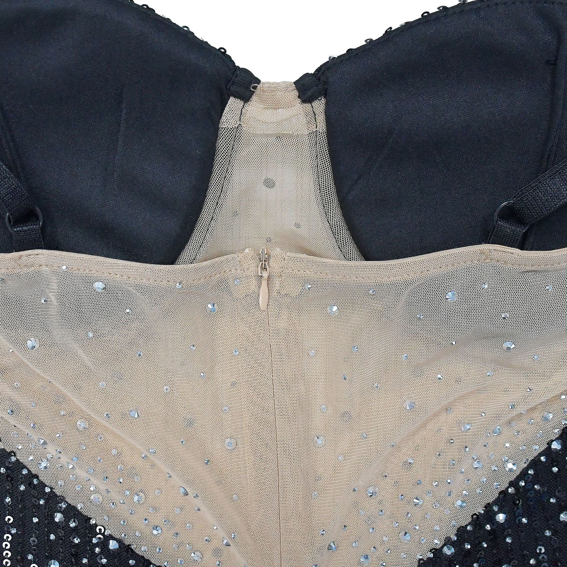 Fashionable women's solid color mesh beaded Straps dress（customized,MOQ 6pcs/size/color,process time 7-10 days） 19