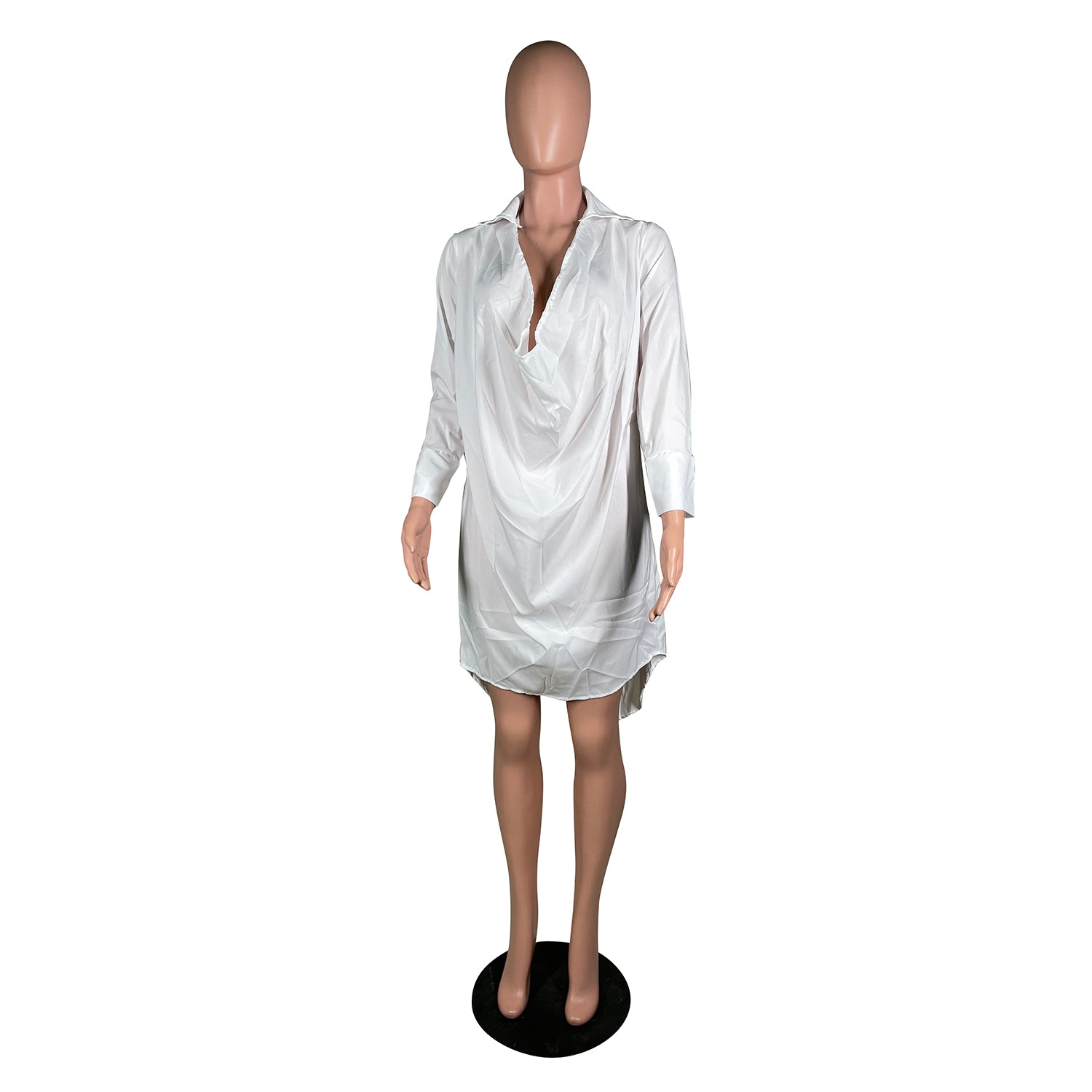 Women's nightclub low cut deep v sexy solid color dress 18