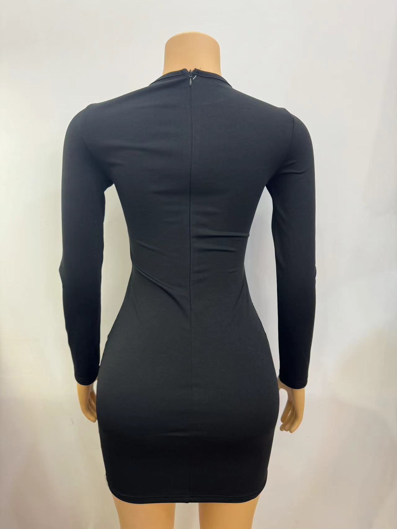 Women Sequin Cutout Round Neck Long Sleeve Bodycon Dress 7