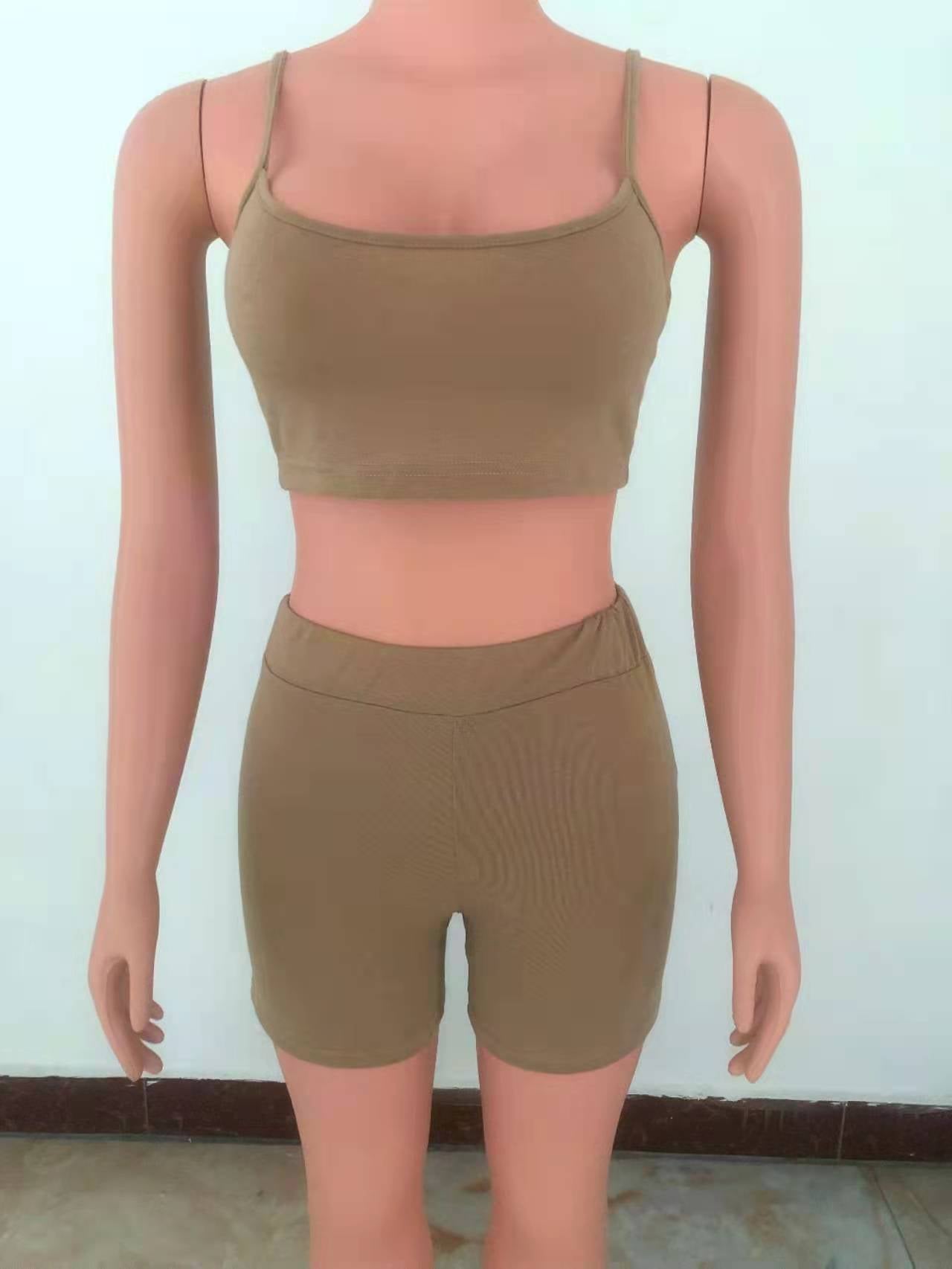 Women's Fashion Summer Sexy Crop Camisole Shorts Two Piece Set 32