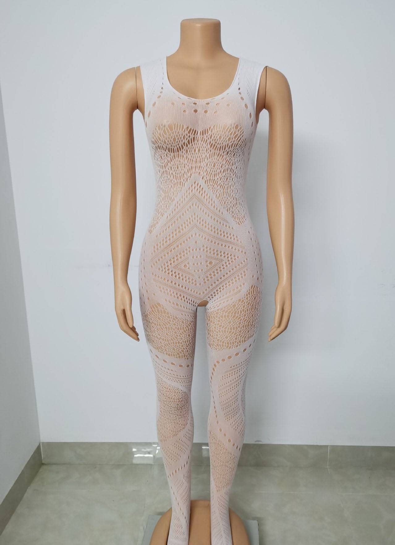 Women Hollow Sexy Halter Neck Mesh Backless Jumpsuit Sexy Lingerie 19