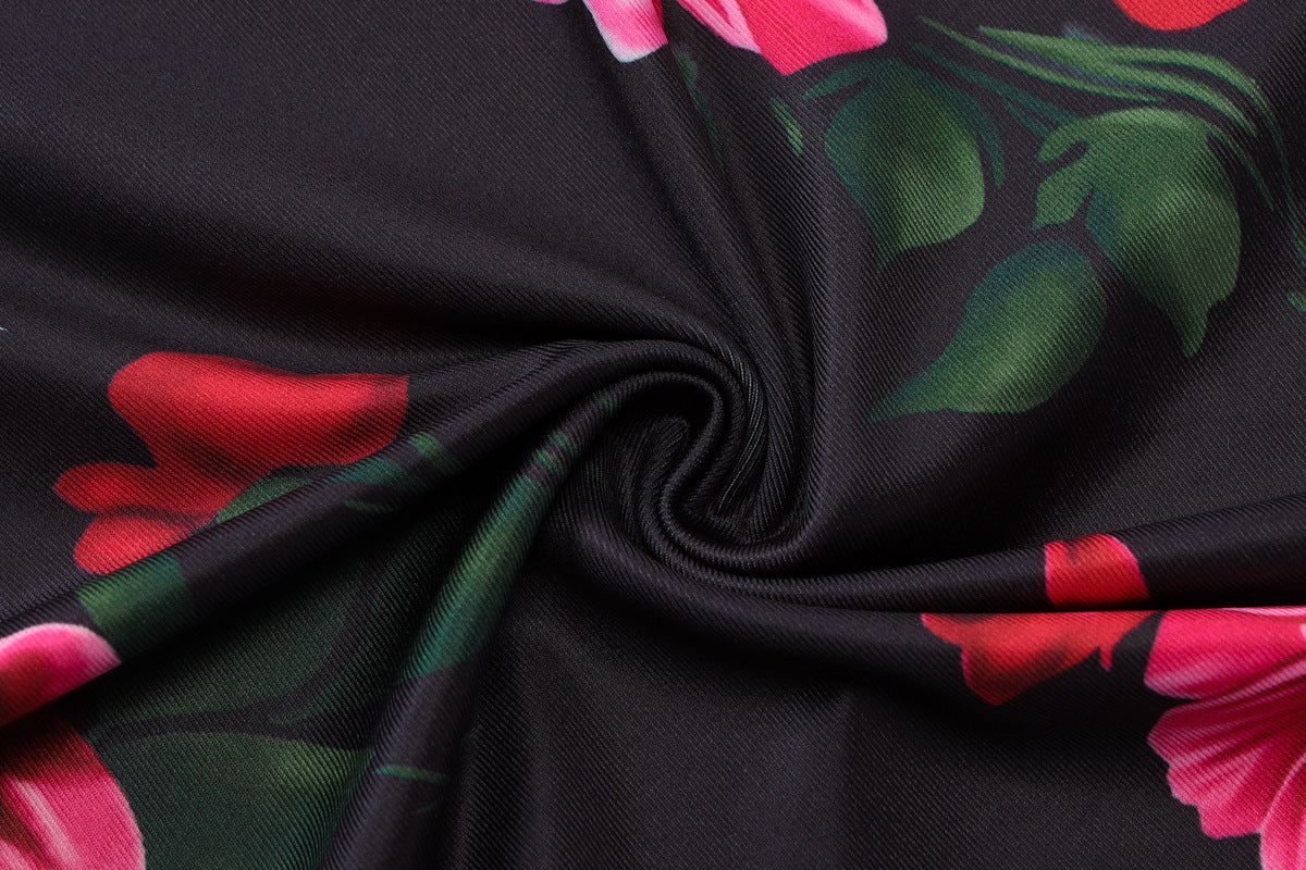 Women Spring Flower Print Sexy Backless Lace-Up Dress 15